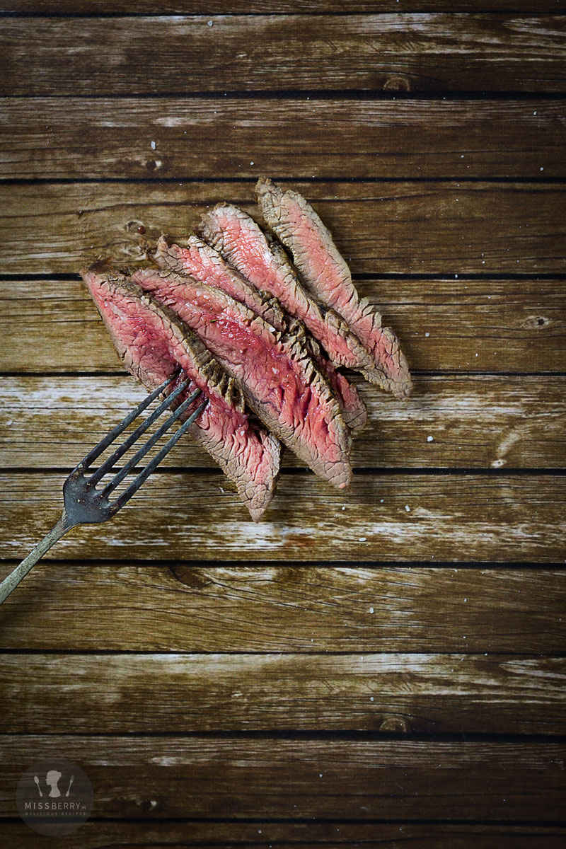 Flank steak (łata wołowa) w sosie gorgonzola